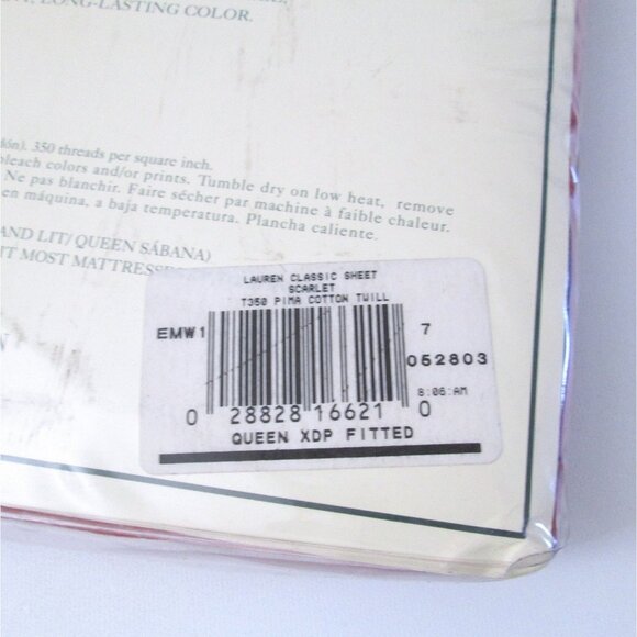 Lauren Ralph Lauren Queen Extra Deep Fitted Sheet Scarlet Supima Cotton FVD052 - Picture 7 of 7